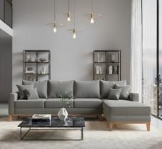 Sofá Beny com Chaise Direita, 2,60x1,40m, 4 Lugares, Linho, Base em Madeira. Sofá Beny com Chaise Direita, 2,60x1,40m, 4 Lugares, Linho, Base em Madeira.