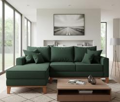 Sofá Beny com Chaise Esquerda, 1,40x2,20m, 3 Lugares, Linho, Base em Madeira.
