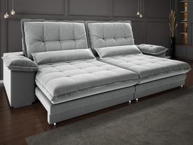 Sofá Bergamo 2,30m Retrátil e Reclinável Veludocristal Cinza - NETSOFAS