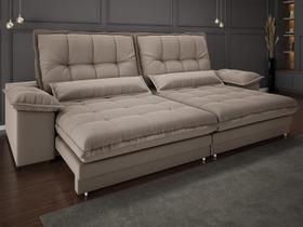 Sofá Bergamo 2,50m Assento Retrátil e Reclinável Velosuede Capuccino - NETSOFAS