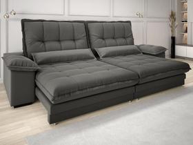 Sofa Bergamo 2,50m Assento Retratil e Reclinavel Velosuede Cinza - NETSOFAS