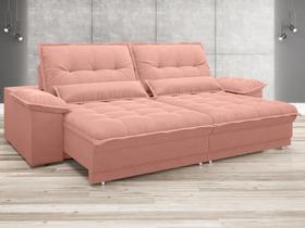 Sofá Bergamo 2,50m Assento Retrátil e Reclinável Velosuede Rose - NETSOFAS