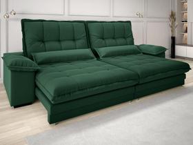 Sofá Bergamo 2,50m Assento Retrátil e Reclinável Velosuede Verde - NETSOFAS