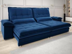 Sofá Bergamo 2,50m Retrátil e Reclinável Veludocristal Azul Marinho - NETSOFAS