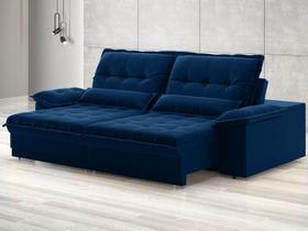 Sofá Bergamo 2,50m Retrátil e Reclinável Veludocristal Azul Marinho - NETSOFAS