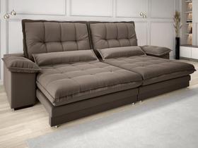 Sofá Bergamo 2,90m Assento Retrátil e Reclinável Velosuede Marrom - NETSOFAS