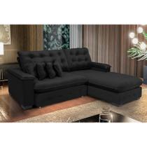 Sofá Berlin 2.65x2.10m com Chaise Super Pillow Top - Preto