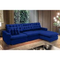 Sofá Berlin 3.85x1.70m com Chaise Super Pillow Top - Azul