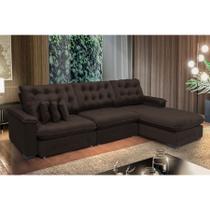 Sofá Berlin 3.85x1.70m com Chaise Super Pillow Top - Marrom