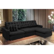 Sofá Berlin 3.85x1.70m com Chaise Super Pillow Top - Preto