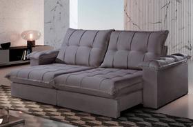 Sofá Berlin Retrátil e Reclinável 2,80m Pillow de 25 Cm Molas Pocket Movenzo Estofados