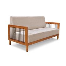 Sofá Bex 2 Lugares 160 Cm Linho Rústico Cinza Areia