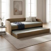 Sofa Bicama MDF para Quarto ou Sala Solteiro ou Criança com Cama Auxiliar Reforçada Duo Amêndoa Sofa Bicama MDF para Quarto ou Sala Solteiro ou Criança com Cama Auxiliar Reforçada Duo Amêndoa