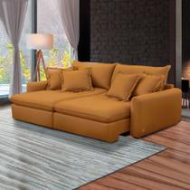 Sofá Bipartido 270cm Retrátil Reclinável Almofadas Caixa Zero Sydney Veludo Terracota G93- Gran Belo