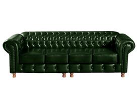 Sofá Bipartido 4 Lugares material sintético Verde Retrô Luis Xv Chesterfield 250cm