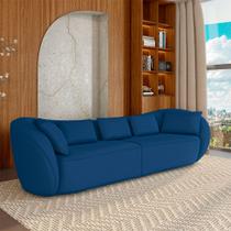 Sofá Bipartido Sala de Estar Diamond 232cm com Almofadas Soltas Veludo Azul G52 - Gran Belo Sofá Bipartido Sala de Estar Diamond 232cm com Almofadas Soltas Veludo Azul G52 - Gran Belo
