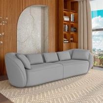 Sofá Bipartido Sala de Estar Diamond 252cm com Almofadas Soltas Veludo Cinza G52 - Gran Belo Sofá Bipartido Sala de Estar Diamond 252cm com Almofadas Soltas Veludo Cinza G52 - Gran Belo