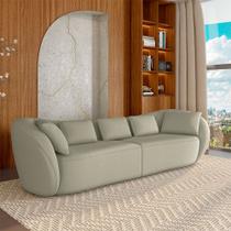 Sofá Bipartido Sala de Estar Diamond 272cm com Almofadas Soltas Bouclê Bege Escuro G52 - Gran Belo