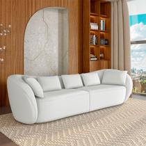 Sofá Bipartido Sala de Estar Diamond 272cm com Almofadas Soltas Bouclê Branco G52 - Gran Belo