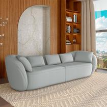 Sofá Bipartido Sala de Estar Diamond 272cm com Almofadas Soltas Bouclê Cinza G52 - Gran Belo