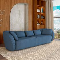 Sofá Bipartido Sala de Estar Diamond 272cm com Almofadas Soltas Linho Azul G52 - Gran Belo