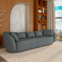 Sofá Bipartido Sala de Estar Diamond 272cm com Almofadas Soltas Linho Grafite G52 - Gran Belo