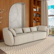 Sofá Bipartido Sala de Estar Diamond 272cm com Almofadas Soltas Linho Off White G52 - Gran Belo