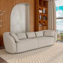 Sofá Bipartido Sala de Estar Diamond 272cm com Almofadas Soltas Veludo Bege G52 - Gran Belo