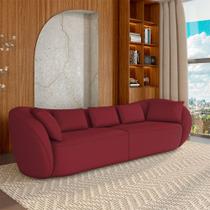 Sofá Bipartido Sala de Estar Diamond 272cm com Almofadas Soltas Veludo Bordô G52 - Gran Belo