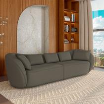 Sofá Bipartido Sala de Estar Diamond 272cm com Almofadas Soltas Veludo Marrom G52 - Gran Belo