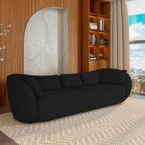 Sofá Bipartido Sala de Estar Diamond 272cm com Almofadas Soltas Veludo Preto G52 - Gran Belo