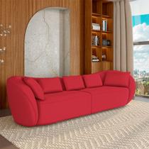 Sofá Bipartido Sala de Estar Diamond 292cm com Almofadas Soltas Veludo Vermelho G52 - Gran Belo