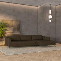 Sofá Bipartido Sala de Estar Kiara 352cm Chaise Direito Pés de Ferro Couro Capuccino G52 - Gran Belo Sofá Bipartido Sala de Estar Kiara 352cm Chaise Direito Pés de Ferro Couro Capuccino G52 - Gran Belo