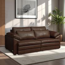 Sofá Bipartido Sala de Estar Piece Design Moderno Retrátil 215cm Couro Marrom G58 - Gran Belo Sofá Bipartido Sala de Estar Piece Design Moderno Retrátil 215cm Couro Marrom G58 - Gran Belo