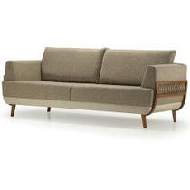 Sofá Blendi Ozki 240 cm Madeira Eucalipto Cedro Tecido Composê Cinza e Bege Corda Redonda Canela Sofá Blendi Ozki 240 cm Madeira Eucalipto Cedro Tecido Composê Cinza e Bege Corda Redonda Canela