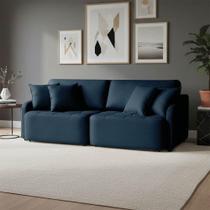 Sofá Breno 3 Lugares Retrátil e Reclinável 180CM Azul Linho D'Rossi Sofá Breno 3 Lugares Retrátil e Reclinável 180CM Azul Linho D'Rossi