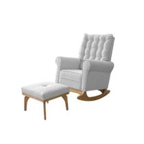 Sofá Cadeira Poltrona de Amamentação e Balanço Páris C/ Puff Linho Cinza Claro - Anjo de Casa