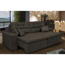 Sofá Cairo 1,82m Retrátil, Reclinável Tecido Suede Café