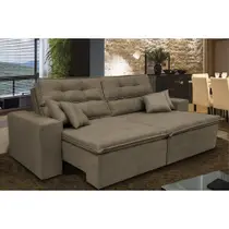 Sofá Cairo 1,82m Retrátil, Reclinável Tecido Suede Castor