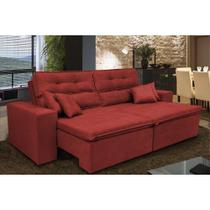 Sofá Cairo 2,32m Retrátil, Reclinável Tecido Suede Vermelho