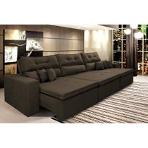 Sofá Cairo. 3,52m Retrátil, Reclinável Tecido Suede
