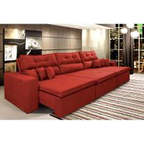 Sofá Cairo 3,52m Retrátil, Reclinável Tecido Suede Vermelho