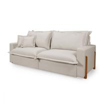 Sofá Caixa Zero Retrátil Reclinável com Molas Ensacadas no Assento Tecido Linho Cru 2,00M