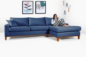 Sofá California 4 Lugares Living Chaise Linho Lado Esquerdo Sofá California 4 Lugares Living Chaise Linho Lado Esquerdo
