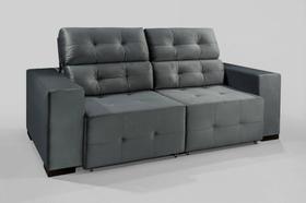 Sofa California Cinza Retratil/Reclinavel, Tecido Veludo e Espuma 8 cm embutida 2.10mt Mola Bonel Com 2 Rinheira
