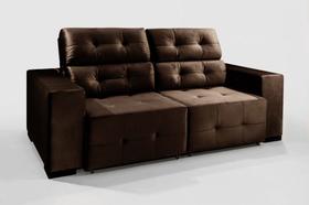 Sofa California Marrom Retratil/Reclinavel, Tecido Veludo e Espuma 8 cm embutida 2.10mt Mola Bonel Com 2 Rineira