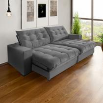 Sofá Califórnia Retrátil e Reclinável 3 Lugares 2,10m com Molas Ensacadas e Pillow cinza Sofá Califórnia Retrátil e Reclinável 3 Lugares 2,10m com Molas Ensacadas e Pillow cinza