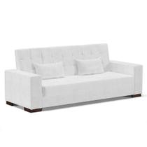 Sofá Cama 02 Lugares Corano Branco Pés De Madeira