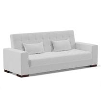 Sofá Cama 02 Lugares Linho Cinza Pés De Madeira