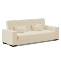 Sofá Cama 02 lugares Lisboa Linho Areia A27 Pés de Madeira - D'Rossi